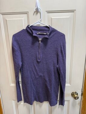 Soft Surroundings Half-Zip Purple Wool Sweater Longer Length size L
